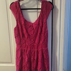 American Eagle Outfitters Fuchsia Lace Mini Dress